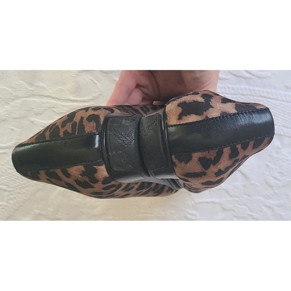VIONIC Powell Demi Wedge Tan Leopard Comfort Orthotic Slip-on Shoes Women's Sz 8